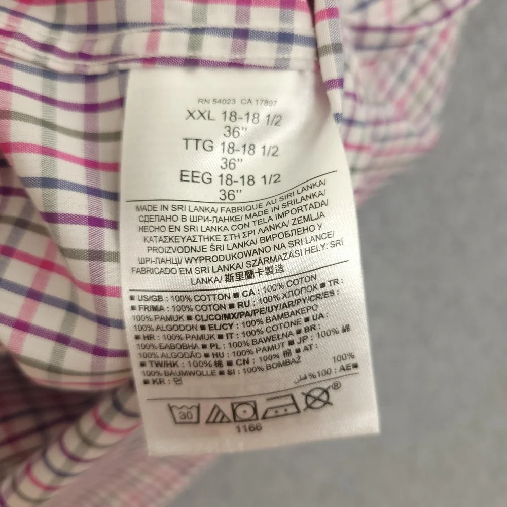 Banana Republic Dress Shirt Mens 18.5 36/37 Pink Check Slim Fit Non Iron Lot 2